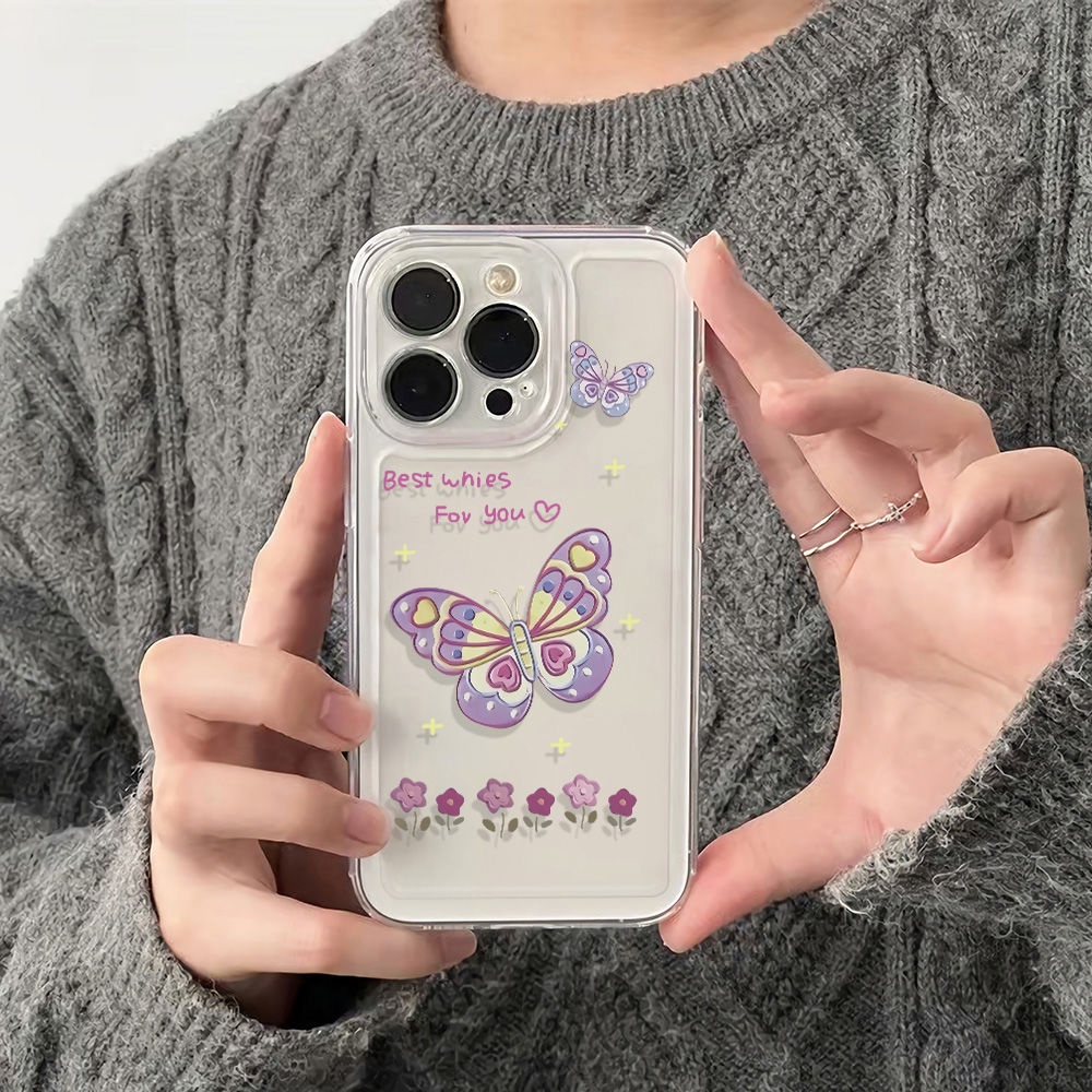 ✅Ốp Điện Thoại Mềm Chống Sốc Họa Tiết Bướm 78 Phong Cách Đơn Giản Cho Iphone 14 Pro 12136In11 plus WNV8