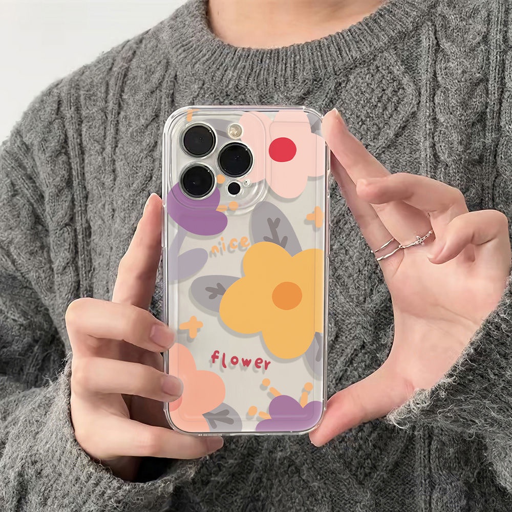 ✅Ốp Điện Thoại Mềm Chống Sốc Họa Tiết Hoa Vàng Đơn Giản Cho Iphone 12Plus 13 78 6In 14pro11 HP14