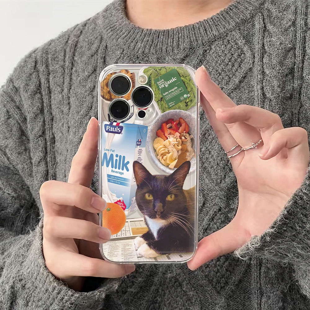 ✅Ốp Điện Thoại Mềm Chống Sốc Hình Mèo Đen Cho Iphone 14pro max 116In 1278 13 plus CQZ0