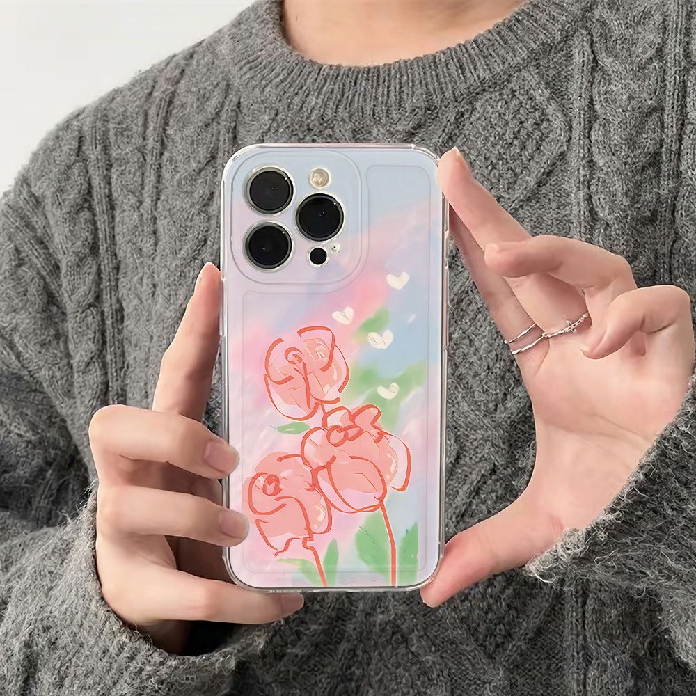 ✅Ốp Điện Thoại Mềm Chống Sốc Họa Tiết Hoa Hồng Đỏ Cho Apple Iphone 14Pro 11136Inmax 1278