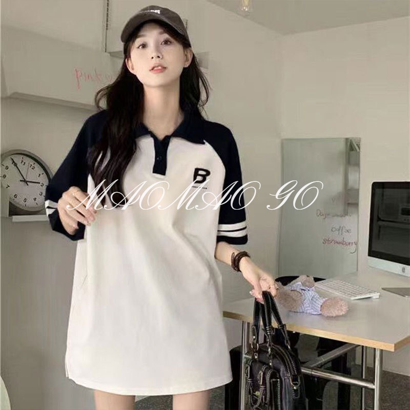 Maomao GO Áo polo Ngắn Tay 100% cotton Phong Cách Trẻ Trung Cho Nữ