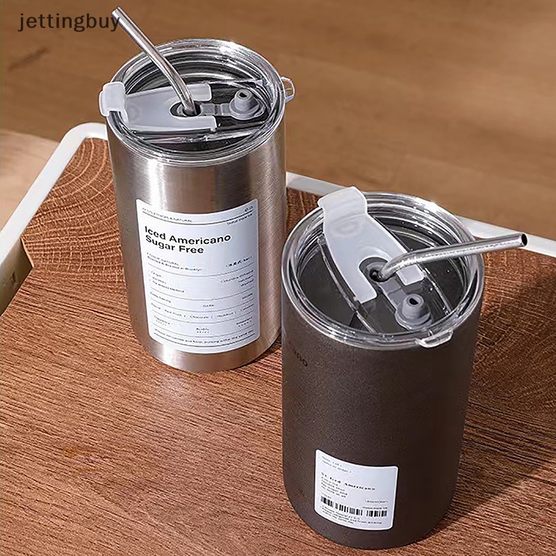 Cốc Giữ Nhiệt Bằng Thép Không Gỉ 304 Hai Lớp Kèm Ống Hút Có Thể Tái Sử Dụng