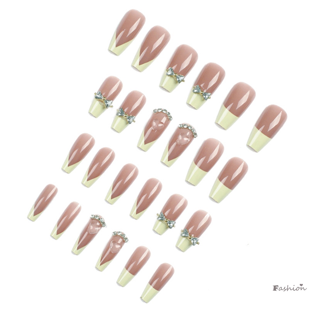 Móng Tay Giả Hình Vuông Họa Tiết Bướm Phong Cách Pháp