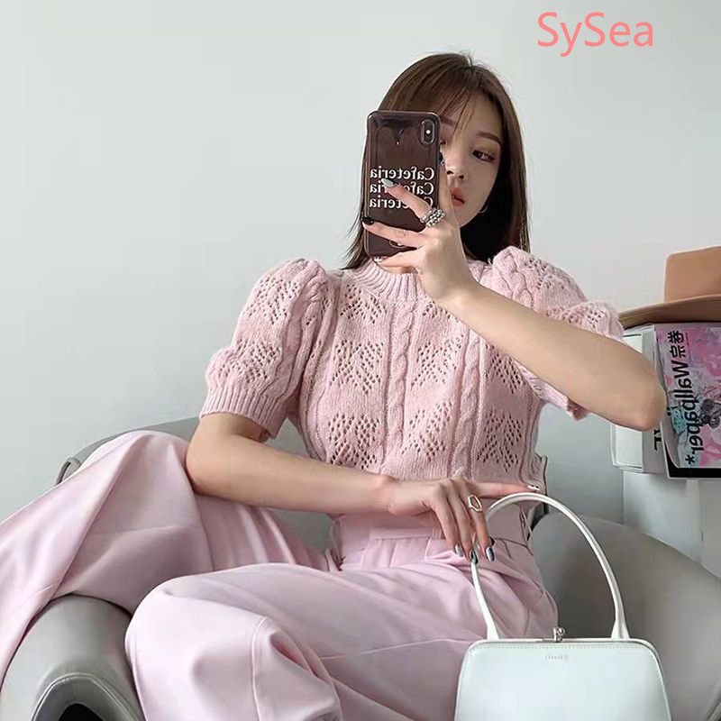 Áo Dệt Kim Cổ Tròn Thời Trang Mùa Hè Hàn Quốc Dành Cho Nữ