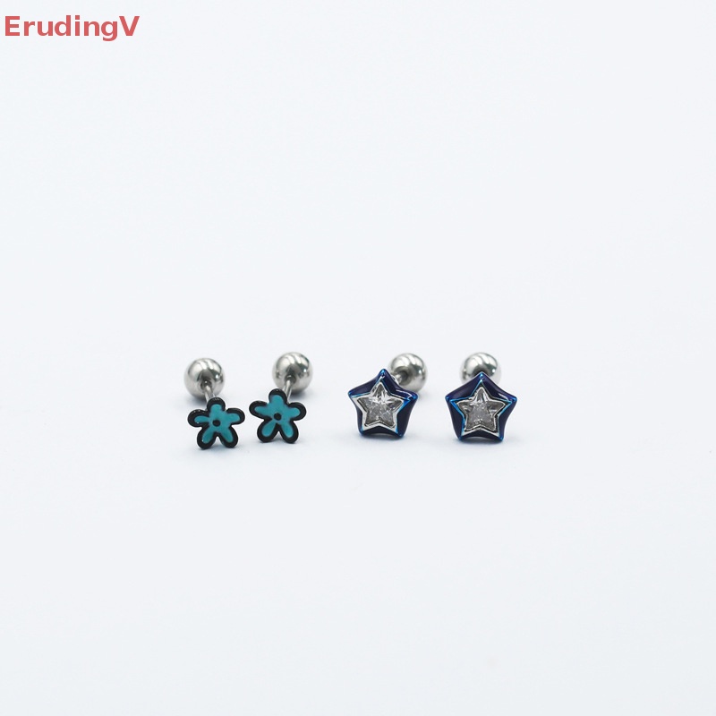 1 Đôi Khuyên Tai Xoắn Ốc Đính Đá Zircon Hình Hoa Ngôi Sao Dễ Thương Cho Nữ