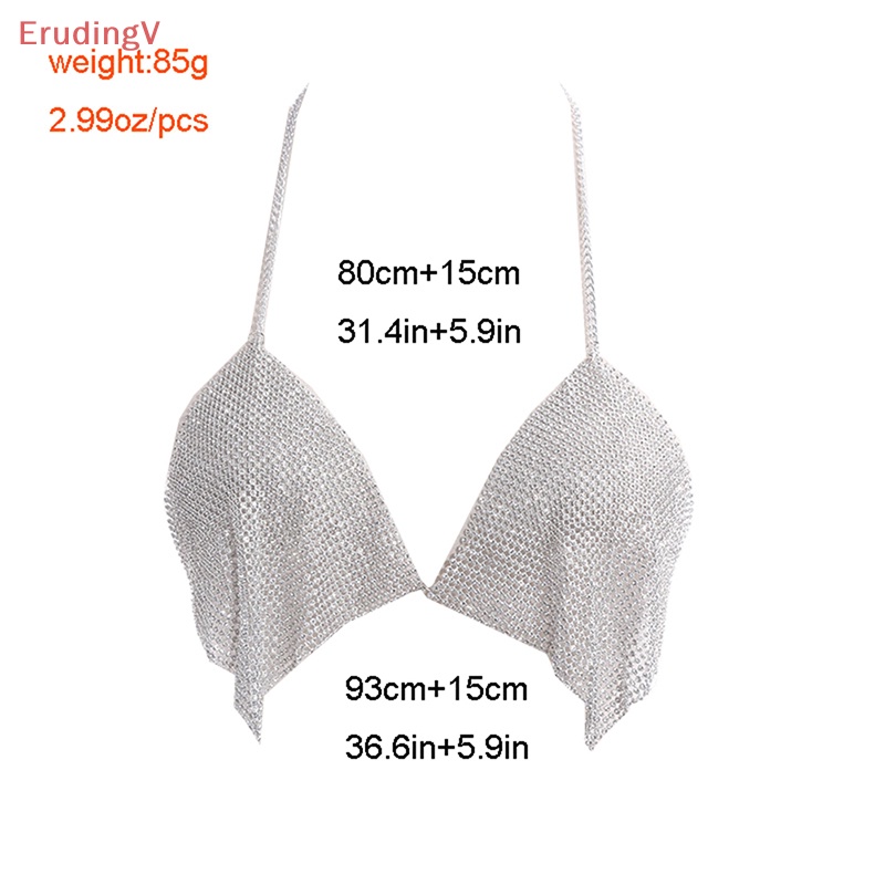 [ErudingV] Áo Crop Top Dây Xích Đính Đá Hở Lưng y2k Camia Mujer Đi Tiệc Tùng Cho Nữ [Mới]