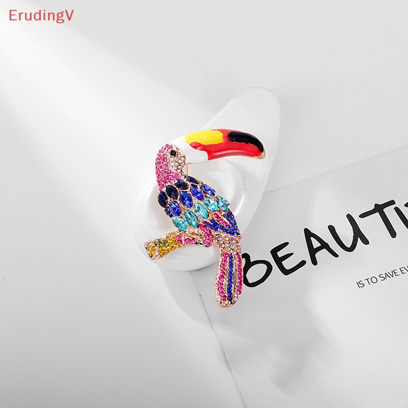 Ghim Cài Áo Hình Chú Vẹt Miệng To Đính Đá Tráng Men Sáng Bóng Thời Trang Cho Nữ