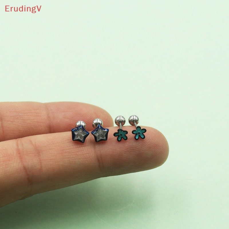 1 Đôi Khuyên Tai Xoắn Ốc Đính Đá Zircon Hình Hoa Ngôi Sao Dễ Thương Cho Nữ
