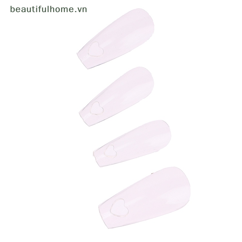 Bộ 120 Móng Tay Giả Bằng Acrylic Che Phủ Toàn Diện Họa Tiết Trái Tim Rỗng