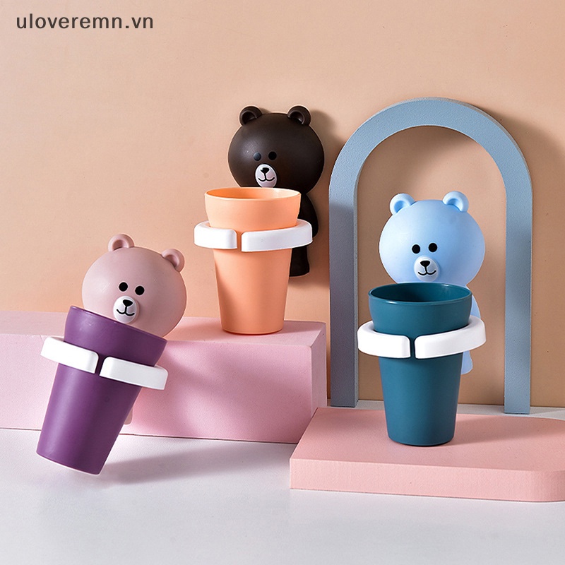1 Cốc Đánh Răng Treo Tường Hình Gấu Hoạt Hình Đáng Yêu Dành Cho Trẻ