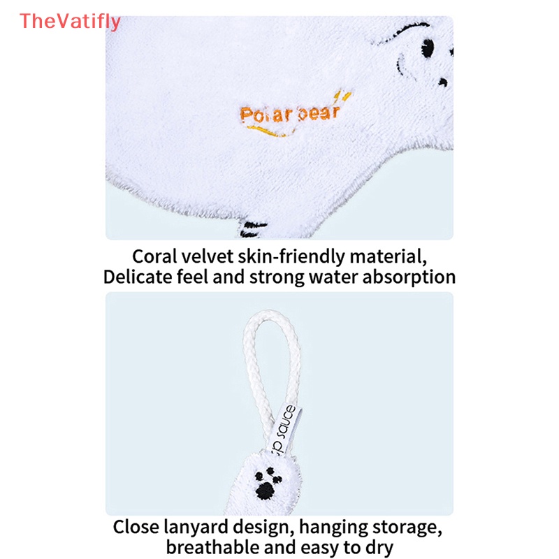 [TheVatifly] Khăn Lau Tay Mềm Mại Thấm Hút Tốt Vải Nhung San Hô Hình Gấu Dễ Thương Lau Chén Dĩa Nhà Tắm