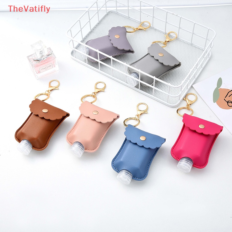 [Thevalifly] Chai Đựng Nước Rửa Tay Khử Trùng Bằng Da Có Móc Khóa Có Thể Nạp Lại