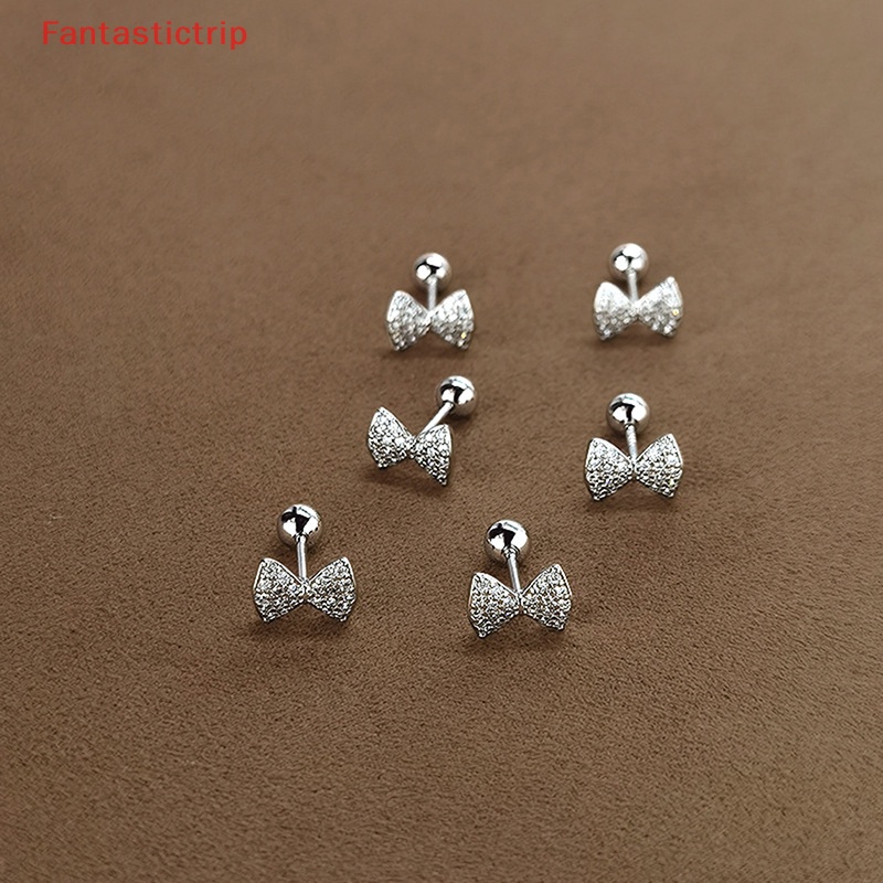 1 Đôi Bông Tai Hình Nơ Đính Đá Zircon Thời Trang Dành Cho Nữ