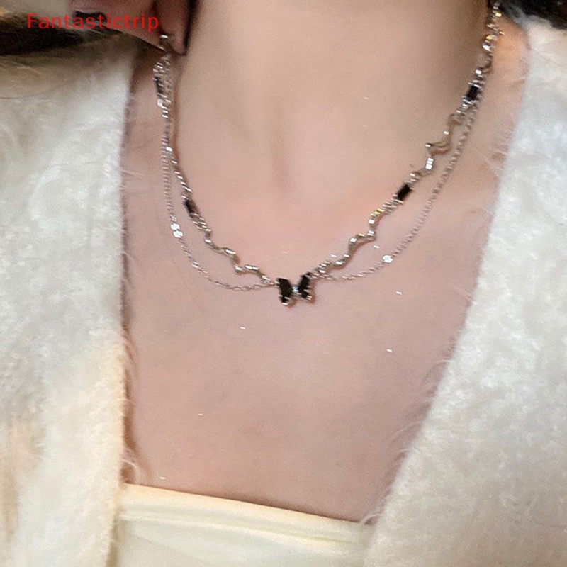 Vòng cổ Mặt Hình Bướm Đính Ngọc Trai Phong Cách Vintage Cho Nữ Mới