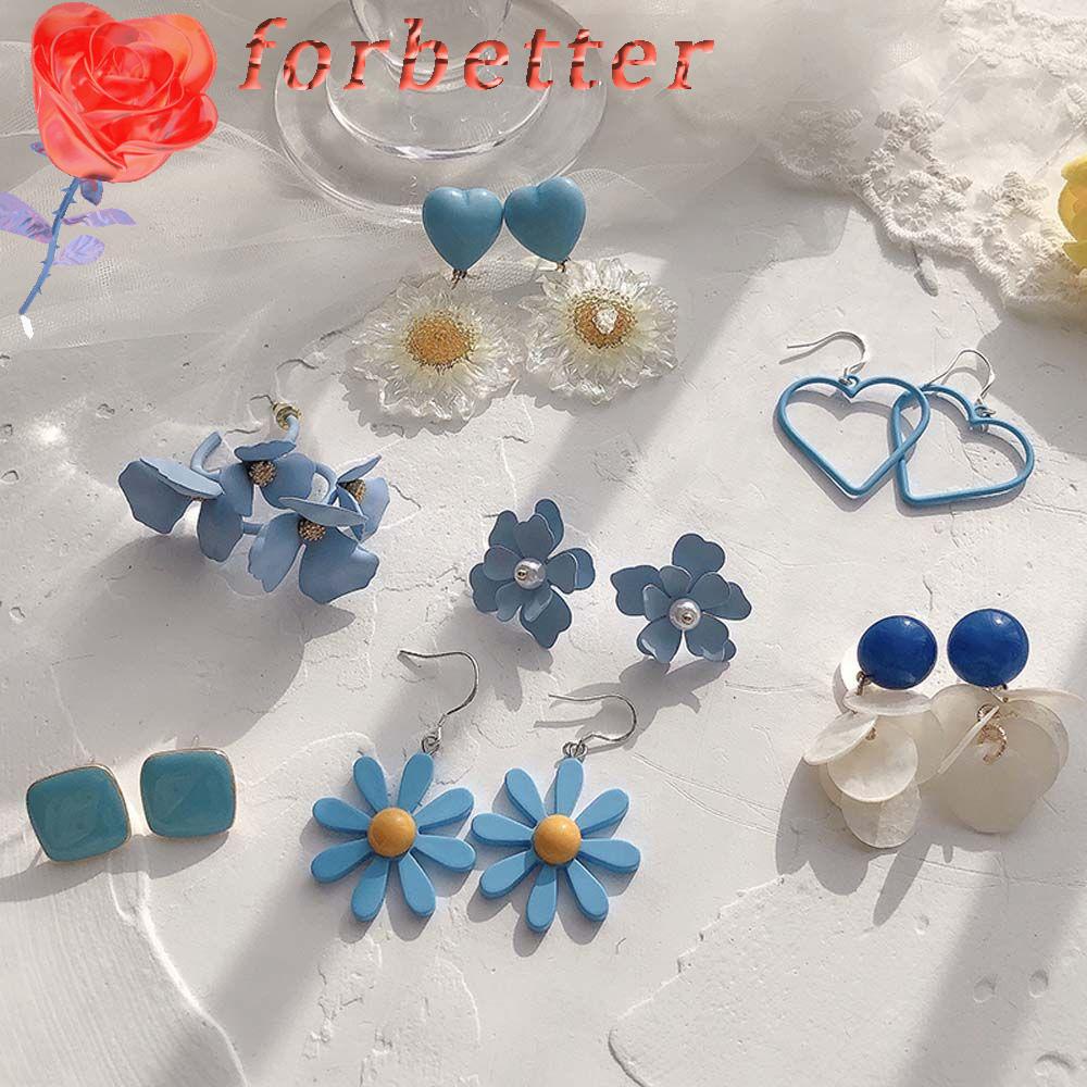 Khuyên Tai Acrylic Hình Học Họa Tiết Hoa Phong Cách Hàn Quốc