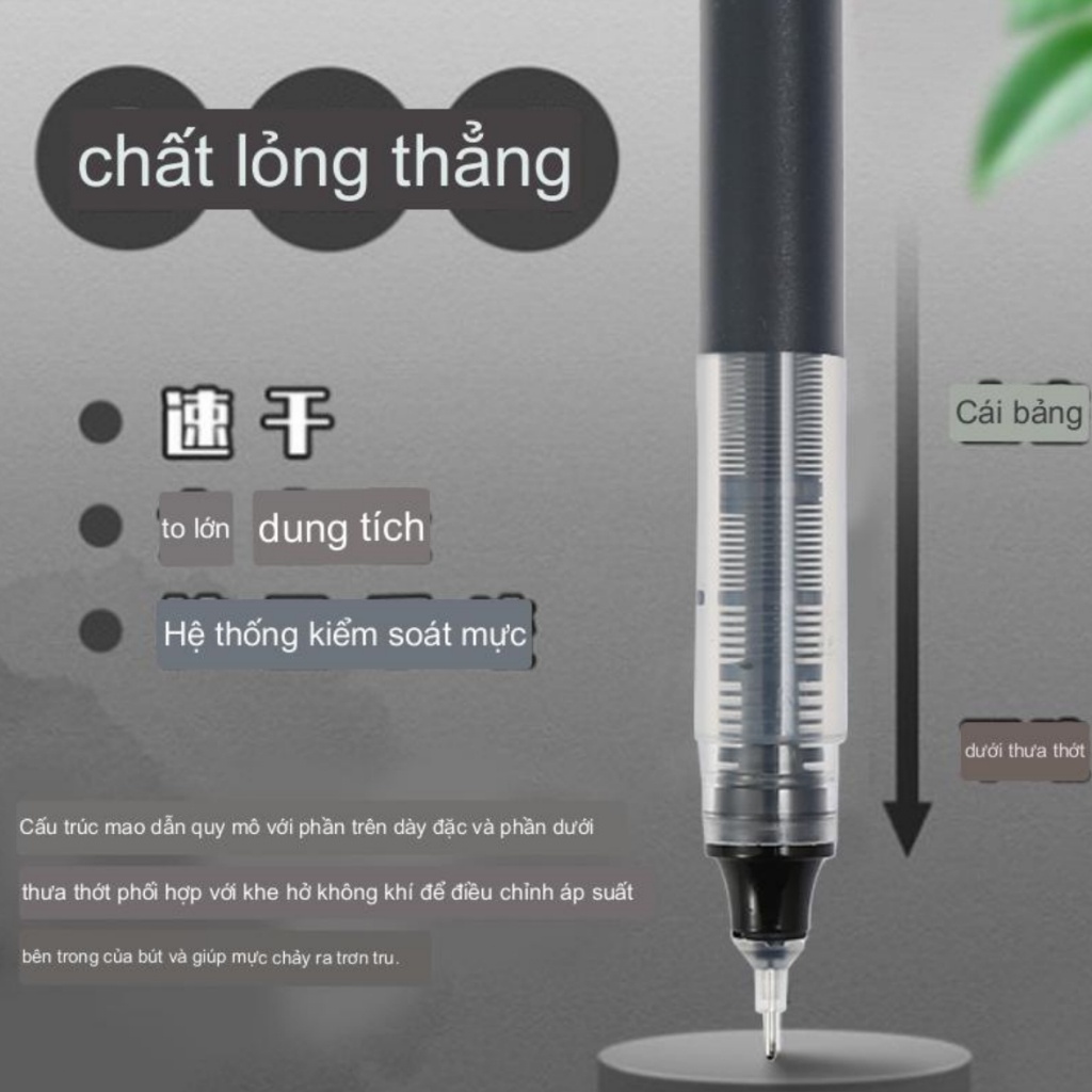 Bút gel mực nước bút nước đen xanh đỏ mực khô nhanh ngòi 0,5mm bút gel đen mực trơn mượt viết cực thích
