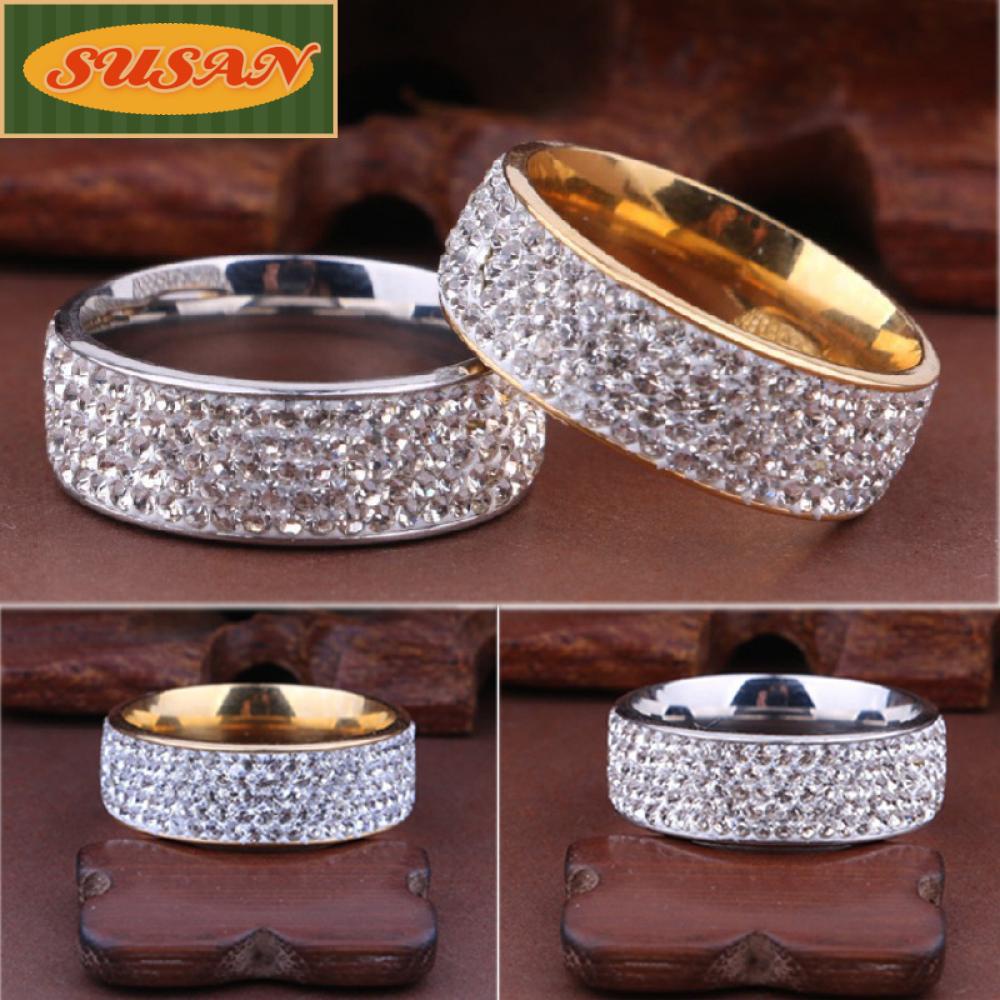 SUSANS 8mm Wedge Ring Full Filled Inlay Thép không gỉ Phụ nữ Mens Sz8-12