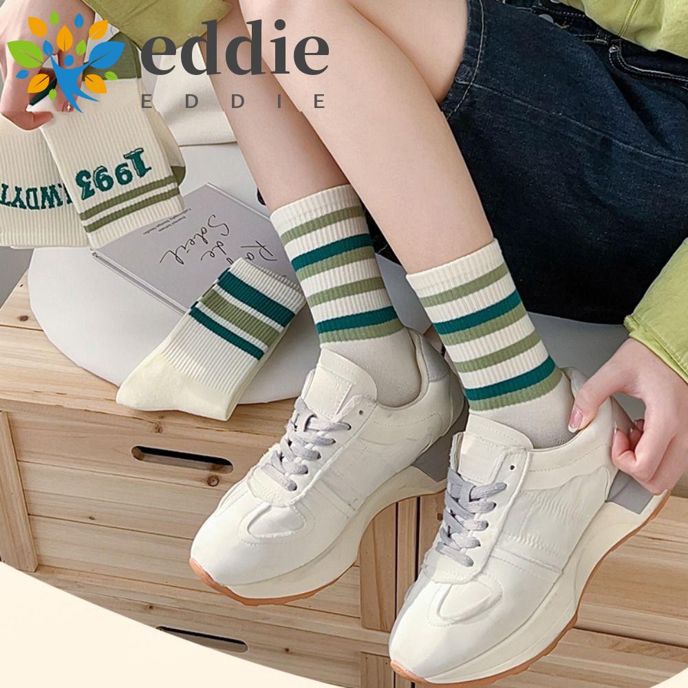 Vớ Cotton Cổ Cao Họa Tiết Sọc 26Die Thời Trang Cho Nữ