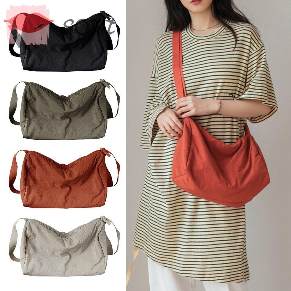 Túi Đeo Chéo Chất Liệu Nylon Mềm Cỡ Lớn Đa Năng Cho Học Sinh