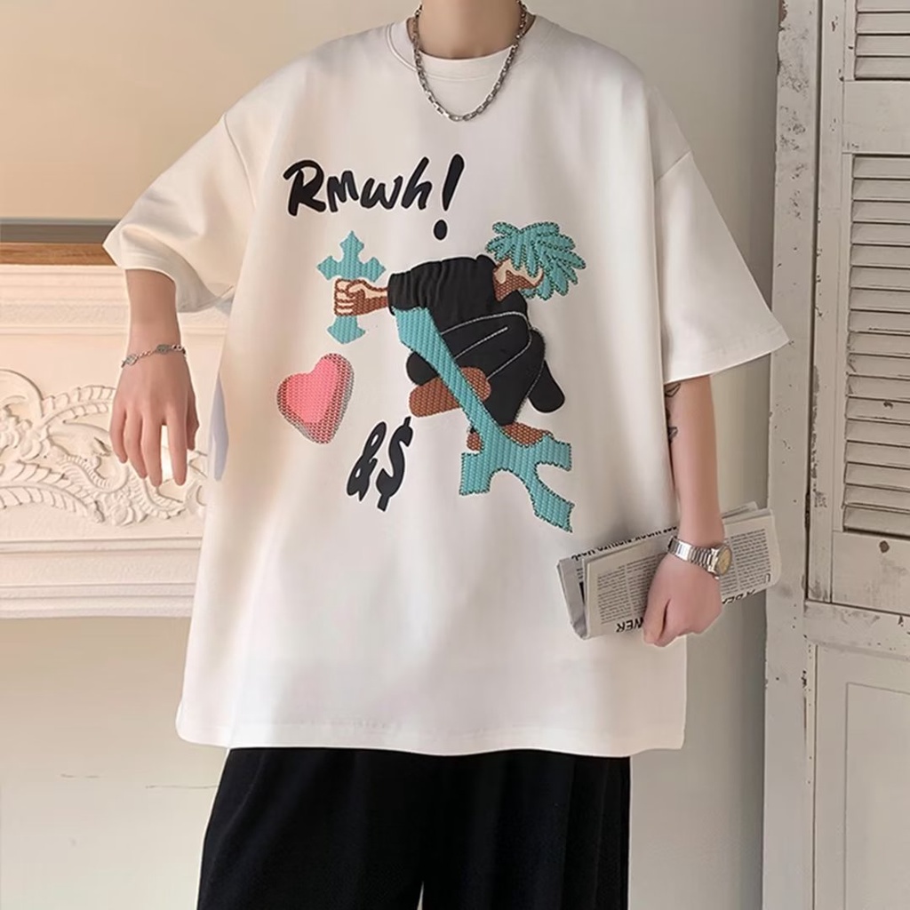 Áo Thun Ngắn Tay Dáng Rộng Thời Trang Mùa Hè Giản Dị Dễ Phối Đồ Dành Cho Nam