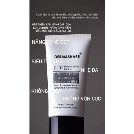 Kem Chống Nắng Dermashare UV Shield Vitamin Sun Block PA++++ Spf 50 +