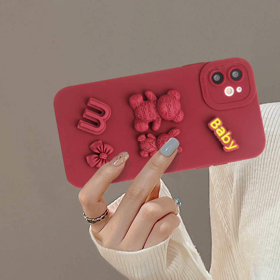 Ốp Điện Thoại Silicon Dẻo Hình Gấu 3D Cho iPhone X XR XS Max 11 12 13 14 Pro Max Plus Mini 6 S 7 8 Plus SE 2020 11Pro 12pro 13Pro