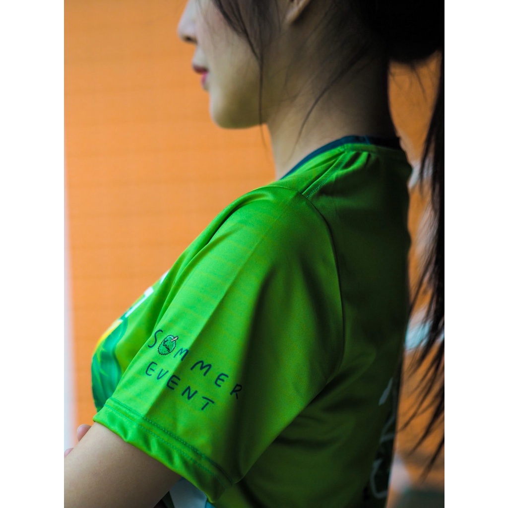 Áo Sơ Mi Chạy Bộ Họa Tiết Sầu Riêng Màu Xanh Lá Cây Hình Trái Sầu Riêng