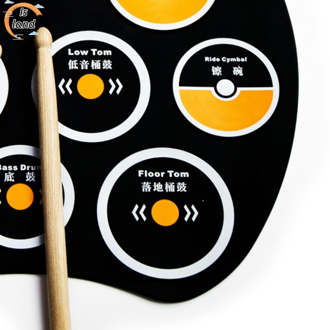 Bộ Trống Điện Tử Cuộn Tròn 9 Đệm Bằng Silicone Kèm Chức Năng Ghi Âm Dành Cho Trẻ Em Mới Bắt Đầu