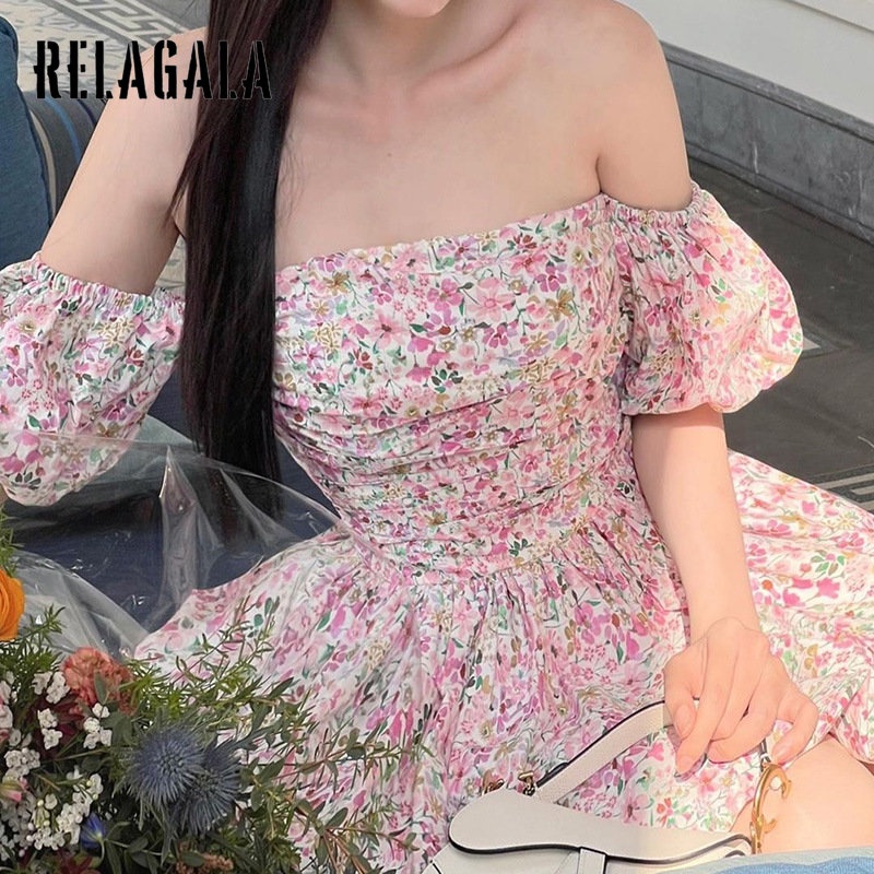 Relagala Đầm Dáng Chữ A Hai Dây Họa Tiết Hoa Thời Trang 2023 Cho Nữ