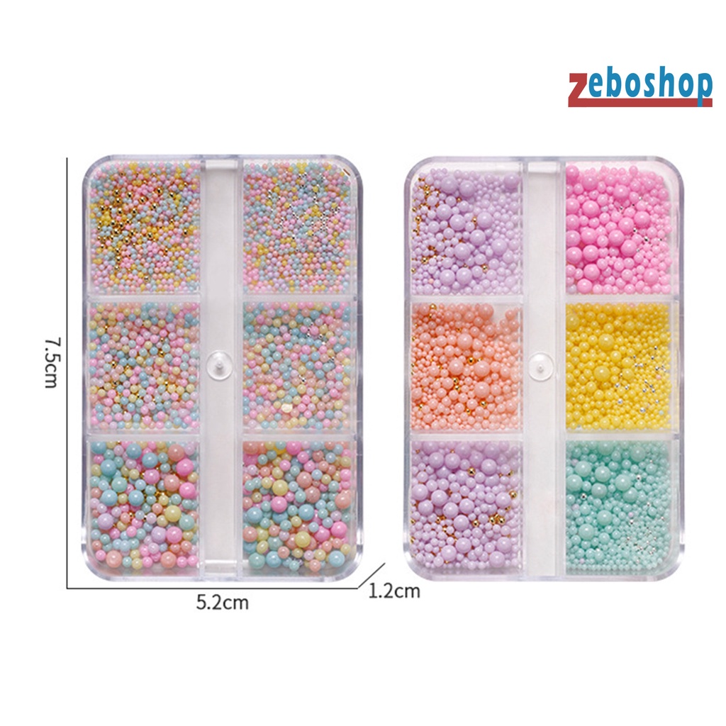 1 Hộp Hạt Tròn Mini 6 Ngăn Màu Sắc Ngọt Ngào Trang Trí Móng Tay Nghệ Thuật 3D DIY