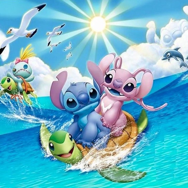 DISNEY Bộ Tranh Đính Đá Họa Tiết Hoạt Hình Lilo & Stitch Độc Đáo Trang Trí Nhà Cửa