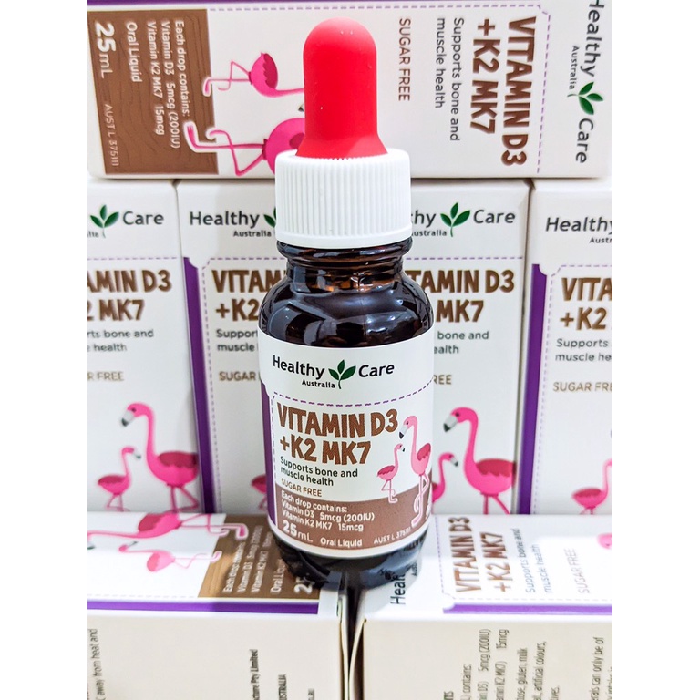 Siro hỗ trợ tăng chiều cao Vitamin D3 K2 MK7 Healthy Care cho trẻ sơ sinh 25ml Extate Official Mall