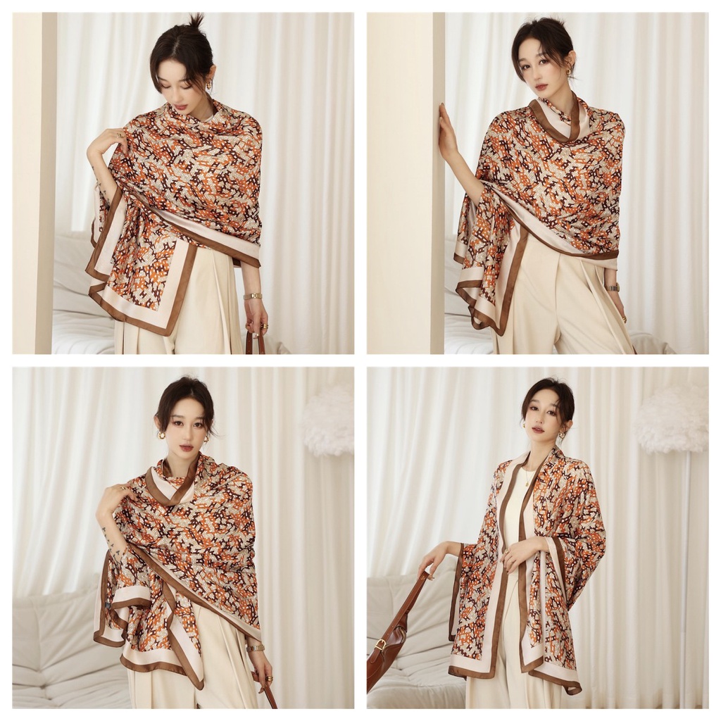 Khăn Choàng Cổ Dài Mỏng Cỡ Lớn 180X90Cm In Chữ Thời Trang Xuân Hè
