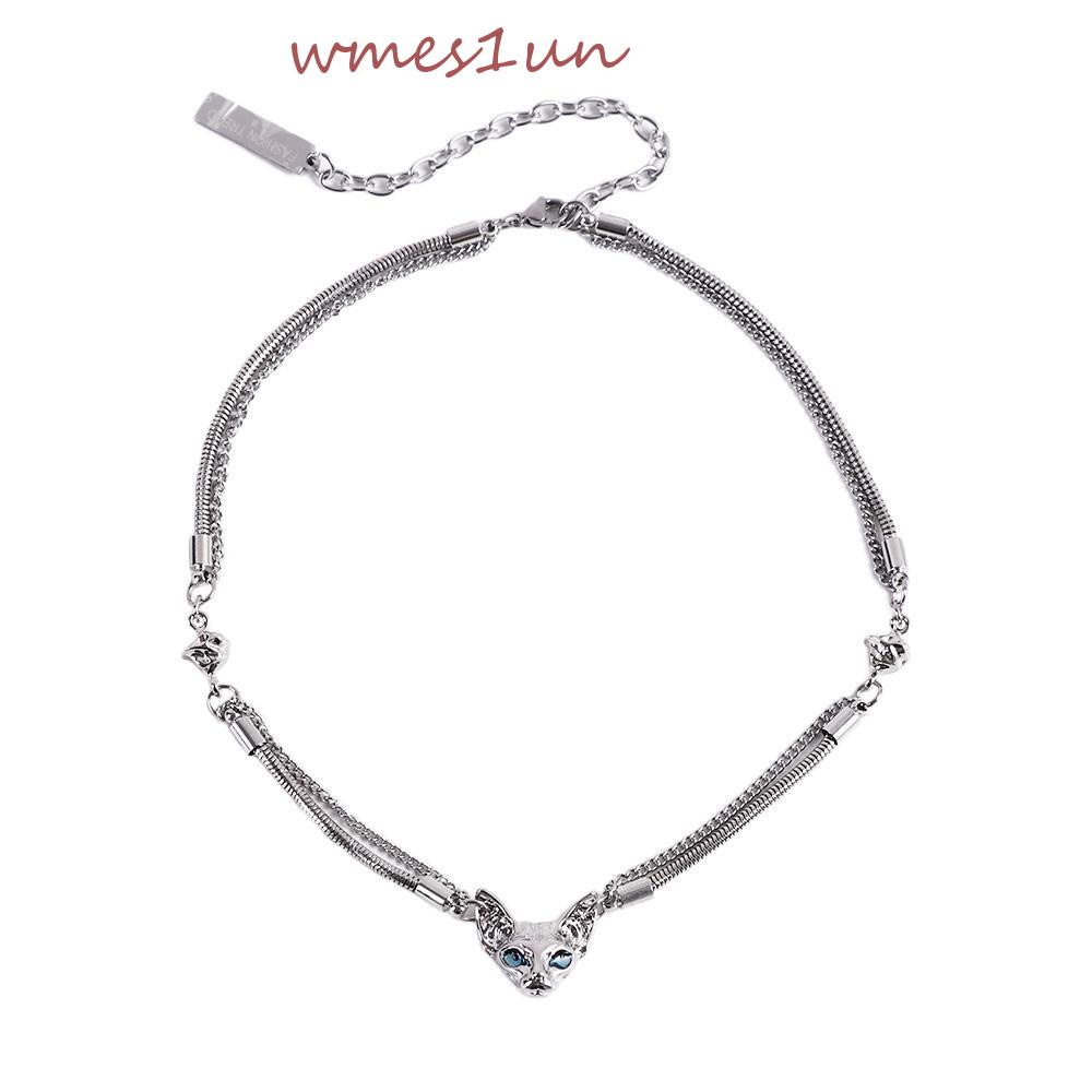 Vòng cổ Hai Lớp Mặt Hình Đầu Mèo WMES15H Y2K Y2K Thời Trang Cho Nữ