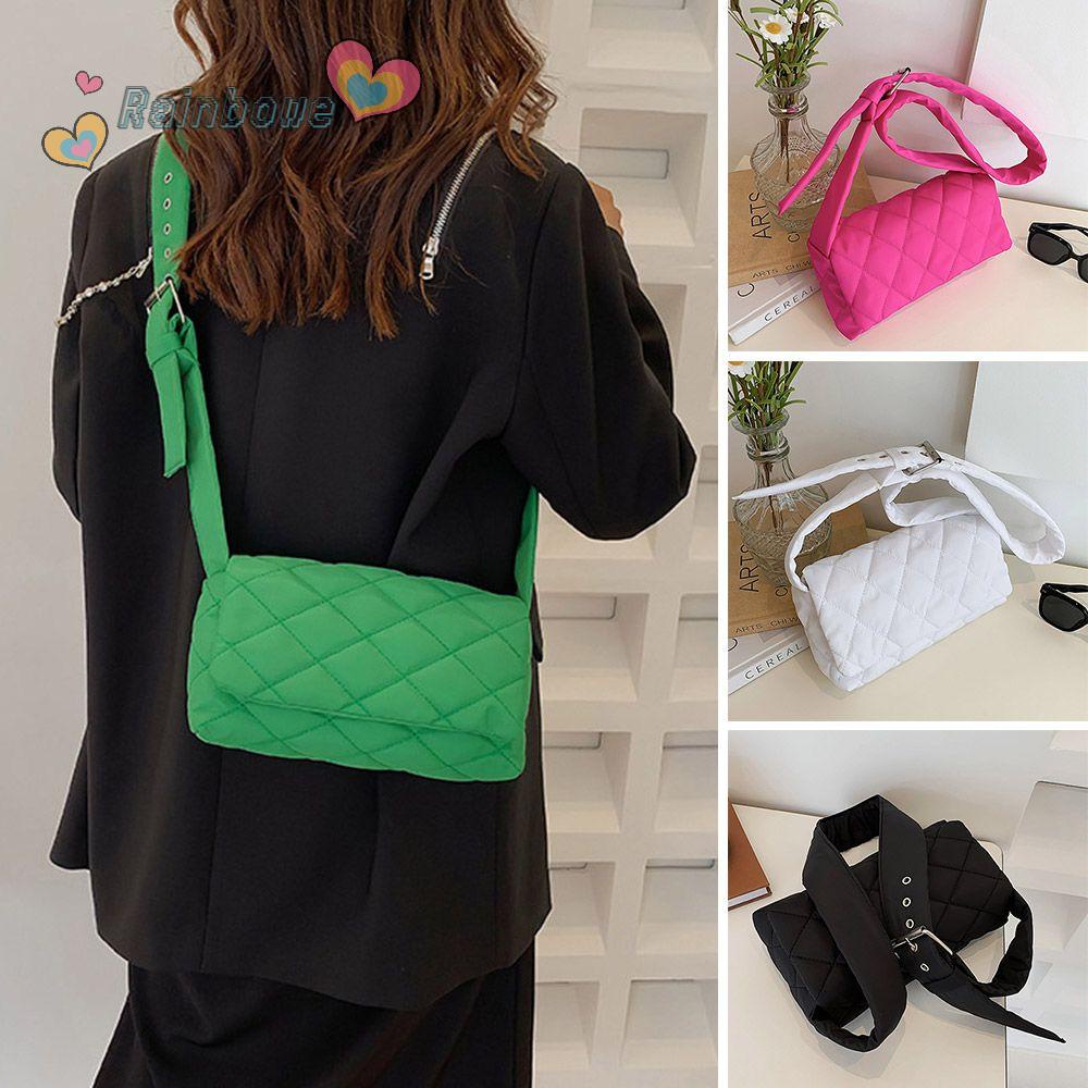 Túi Đeo Vai Bằng Cotton Gọn Nhẹ Màu Cầu Vồng Thời Trang Mùa Đông