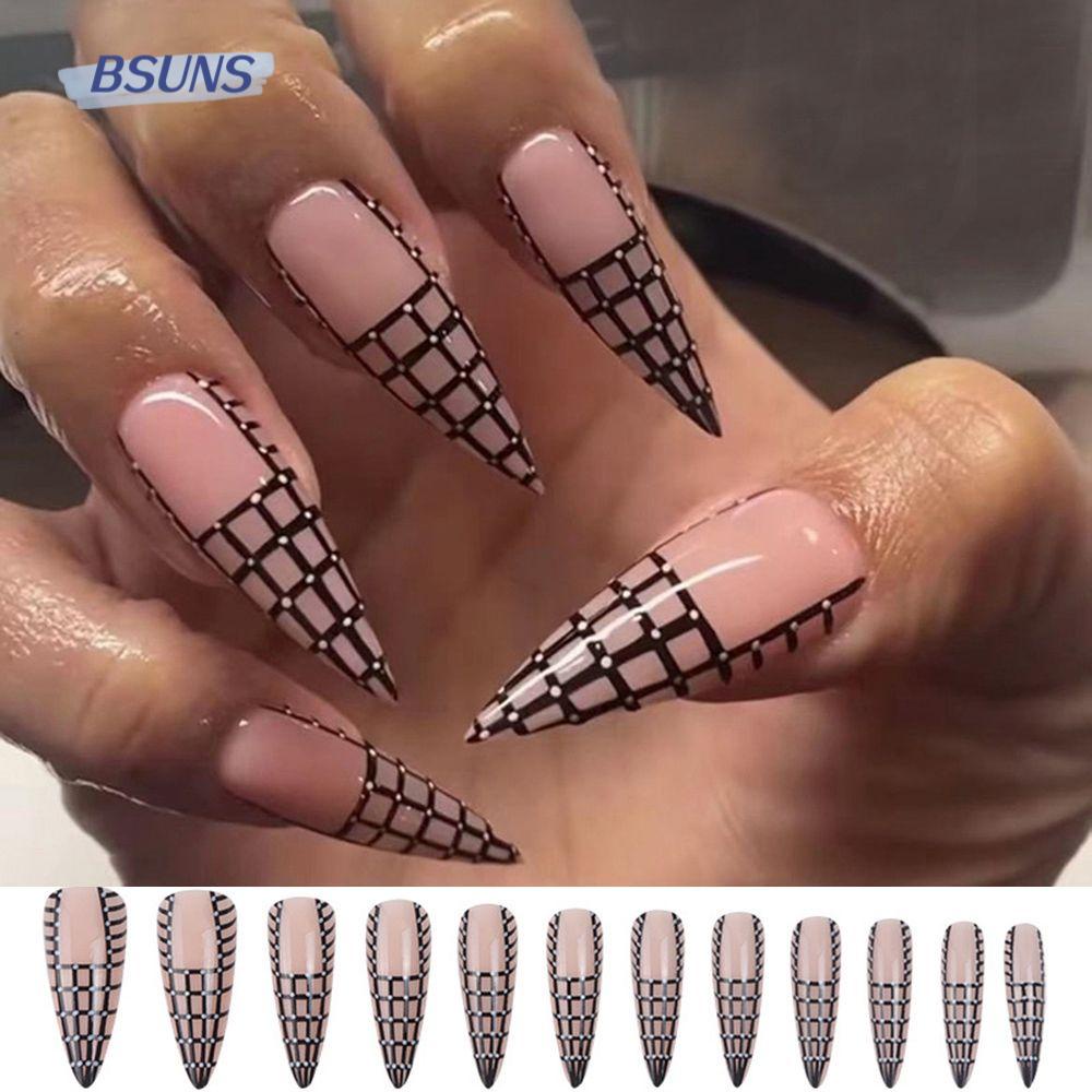 Hộp 24 Móng Tay Giả Dạng Nhấn Che Phủ Toàn Diện Phong Cách Pháp