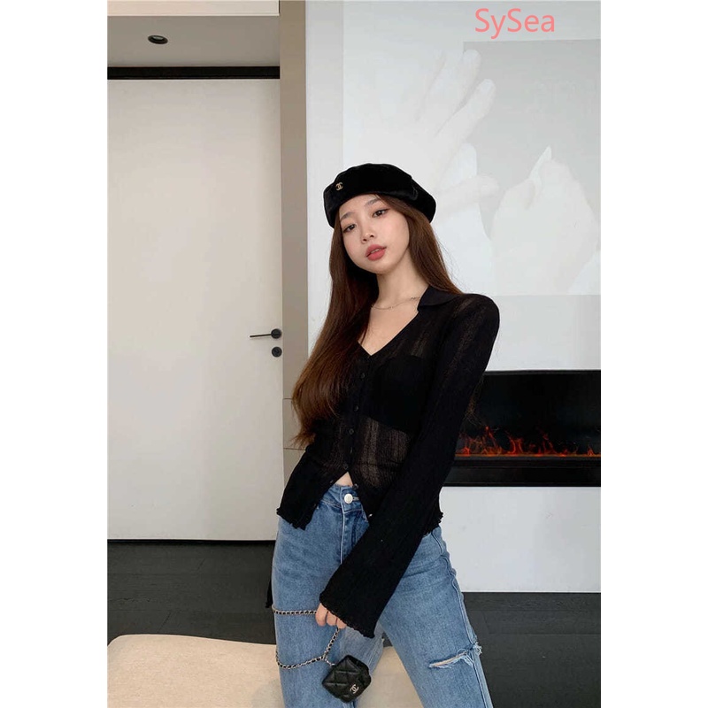 Áo Kiểu Cổ Chữ V Phối Ren Dáng Ôm Quyến Rũ Cho Nữ