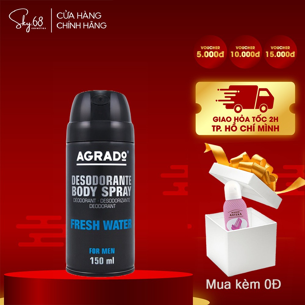 Xịt khử mùi body Agrado hương nước hoa Fresh Water 150ml