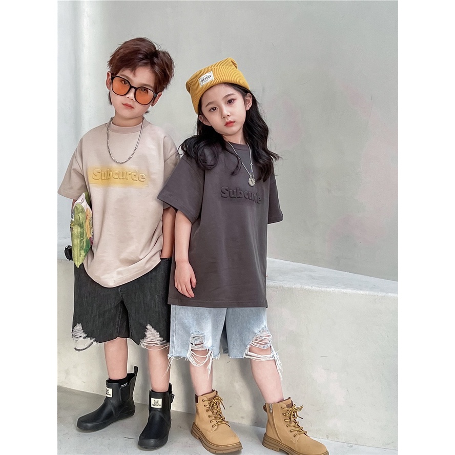 Quần short jean đen rách gấu cho bé trai QB613 sz 90-160, thời trang Hàn Quốc mùa hè cho bé