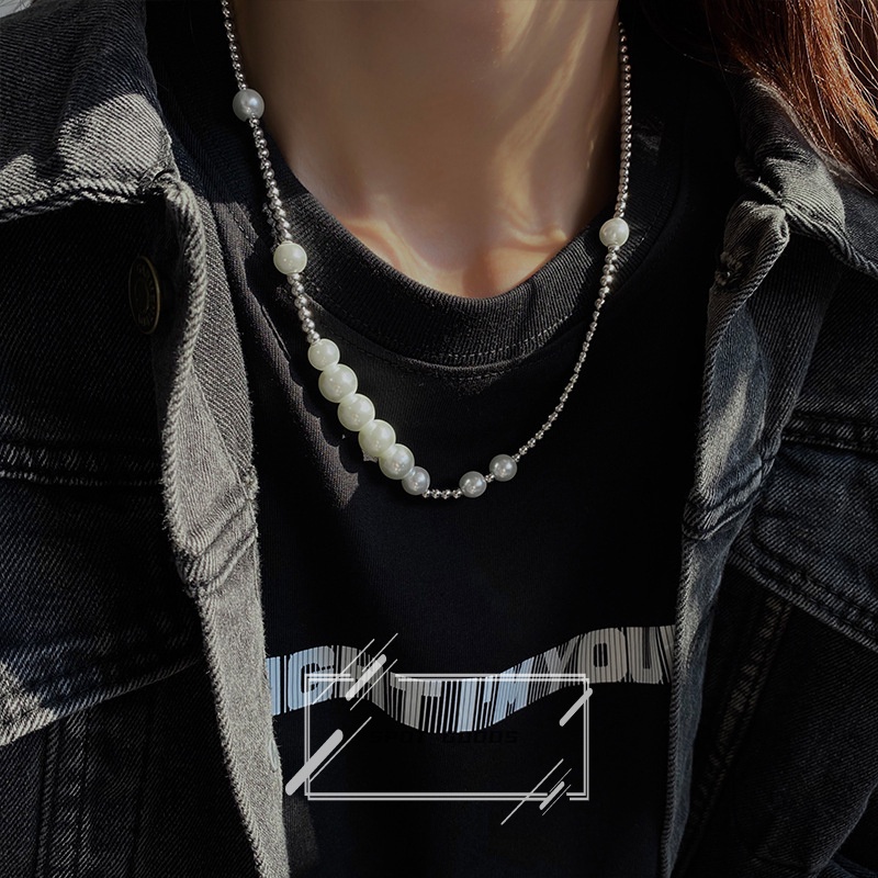 Vòng cổ Ngọc Trai Đơn Giản Không Phai Màu ins hip hop Thời Trang