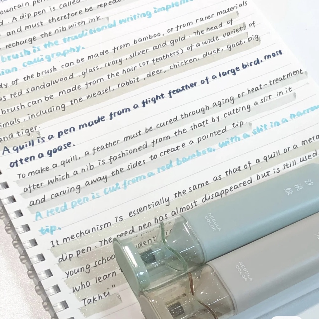 Set 4 bút highlight Nebula, bút đánh dấu màu pastel có nhũ