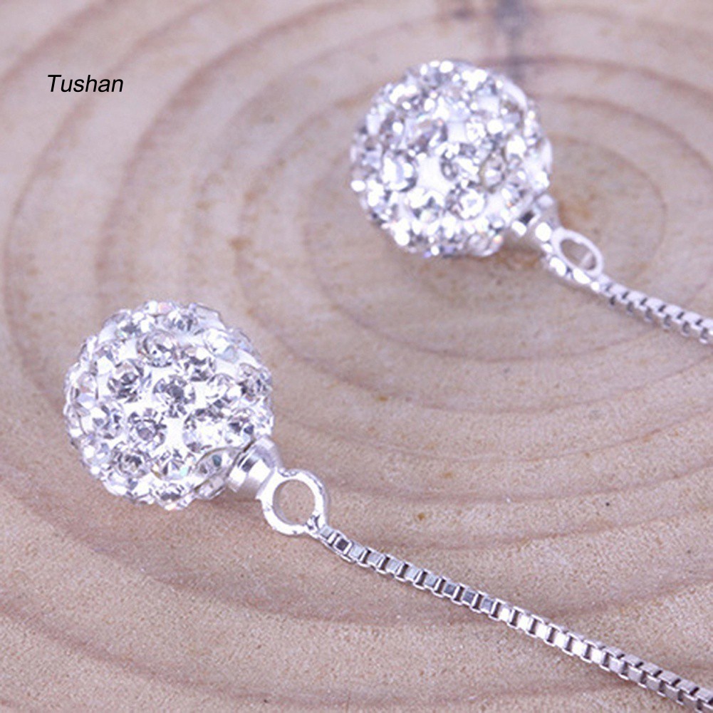 Bông Tai Dài Đính Đá Phối Tua Rua Sang Trọng Cho Nữ