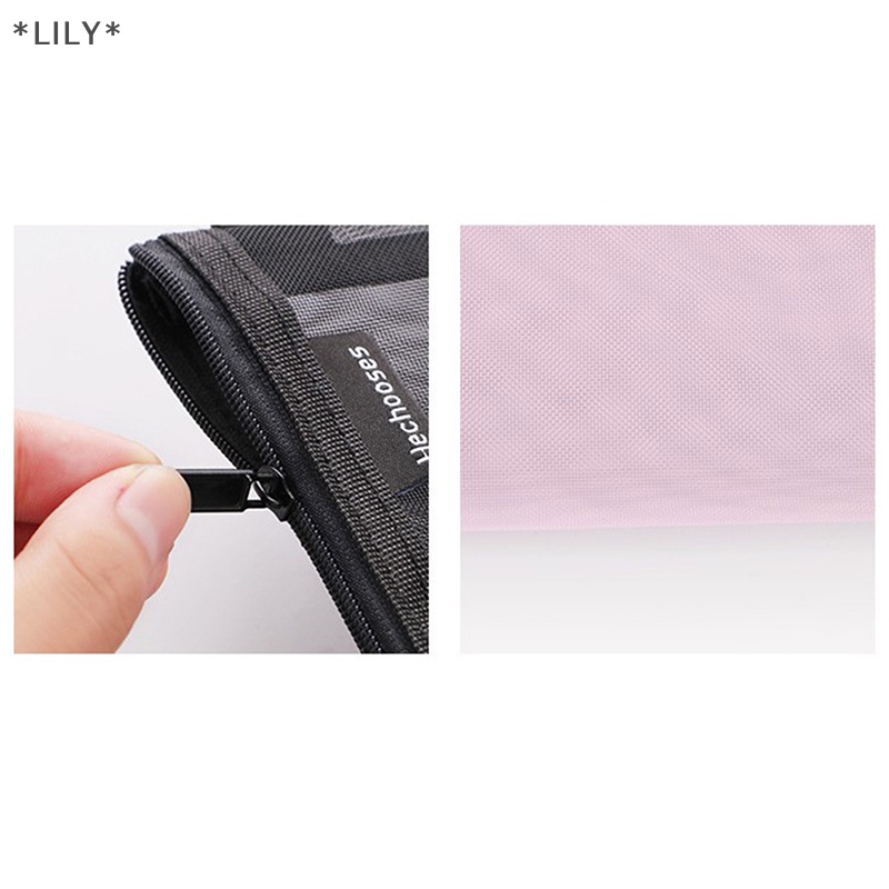 Lily trong suốt lưới sinh viên xách tay bút chì trường hợp L Công suất dây kéo túi tài liệu uuu