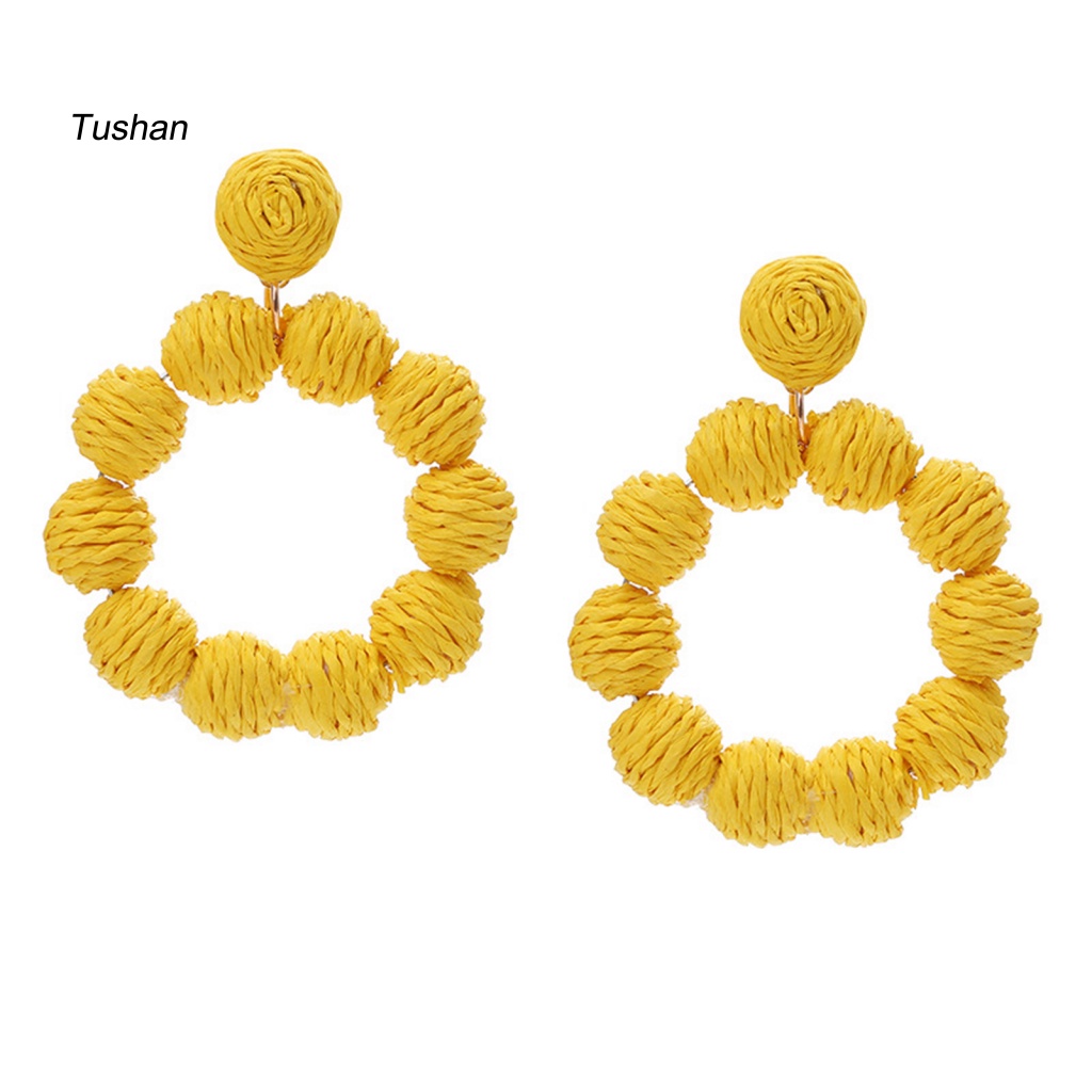 1 Đôi Bông Tai Hình Tròn Phong Cách Bohemian Dành Cho Nữ