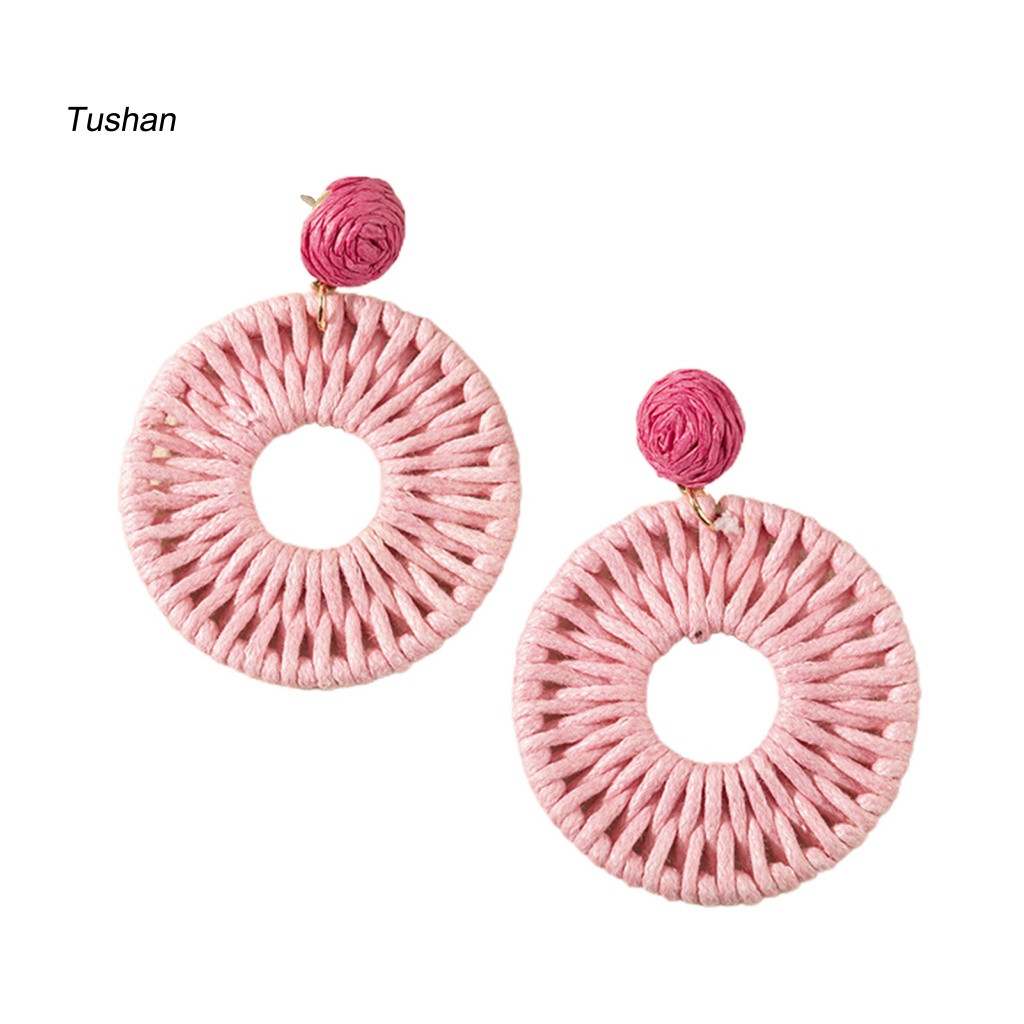 1 Đôi Bông Tai Tròn Màu Sắc Tươi Sáng Thời Trang Đi Biển Cho Nữ