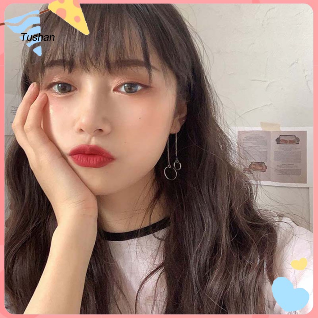 1 Đôi Bông Tai Dáng Dài Chống Gỉ Màu Sắc Đơn Giản Thân Thiện Với Da