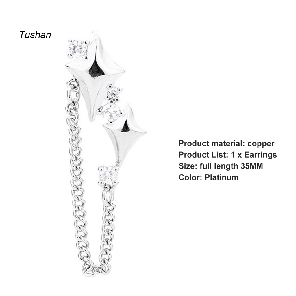 1 Chiếc Bông Tai Tua Rua Hình Ngôi Sao Đính Đá Thời Trang