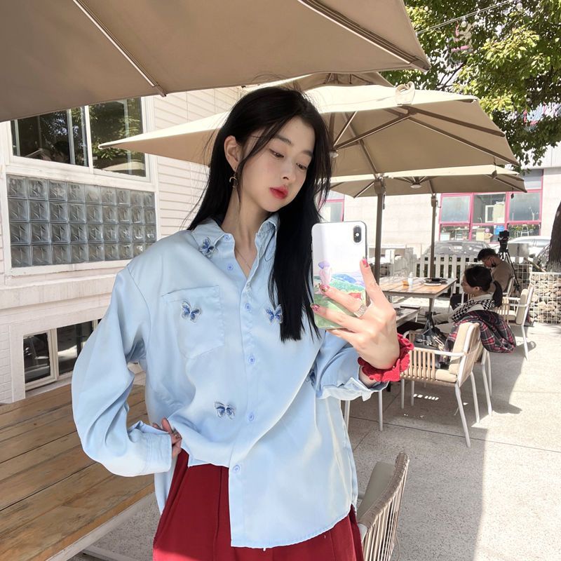 COZOK Áo Sơ Mi Nữ Dài Tay Cổ Bẻ Form Rộng Thời Trang Hàn