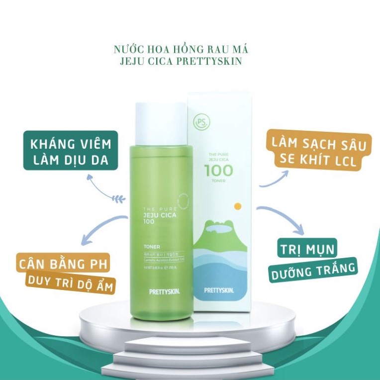 Nước hoa hồng Rau Má Pretty Skin The Pure Jeju Cica Toner 250ml