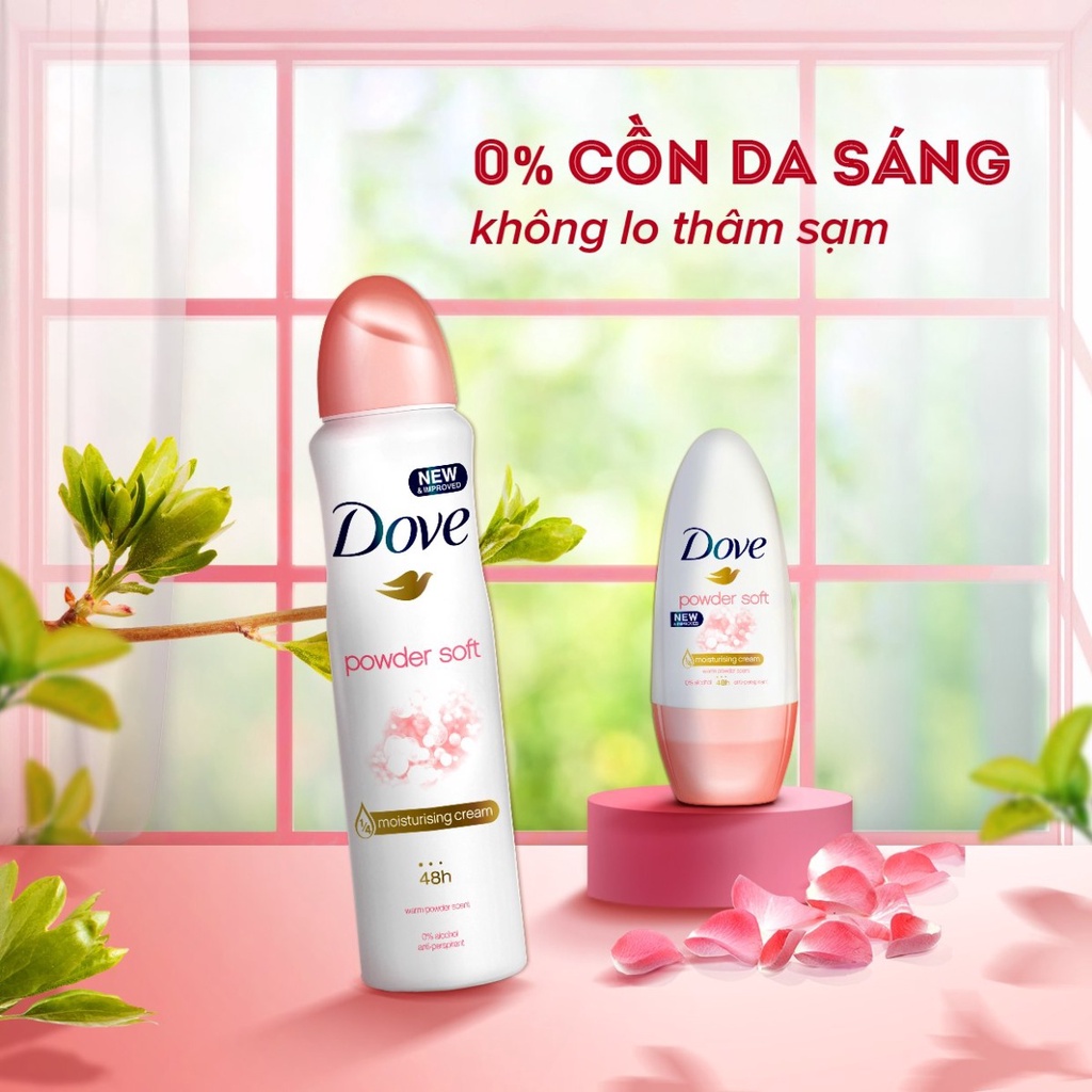 Xịt Khử Mùi Dove Dưỡng Da Sáng Mịn Hương Phấn Thơm Powder Soft 150ml